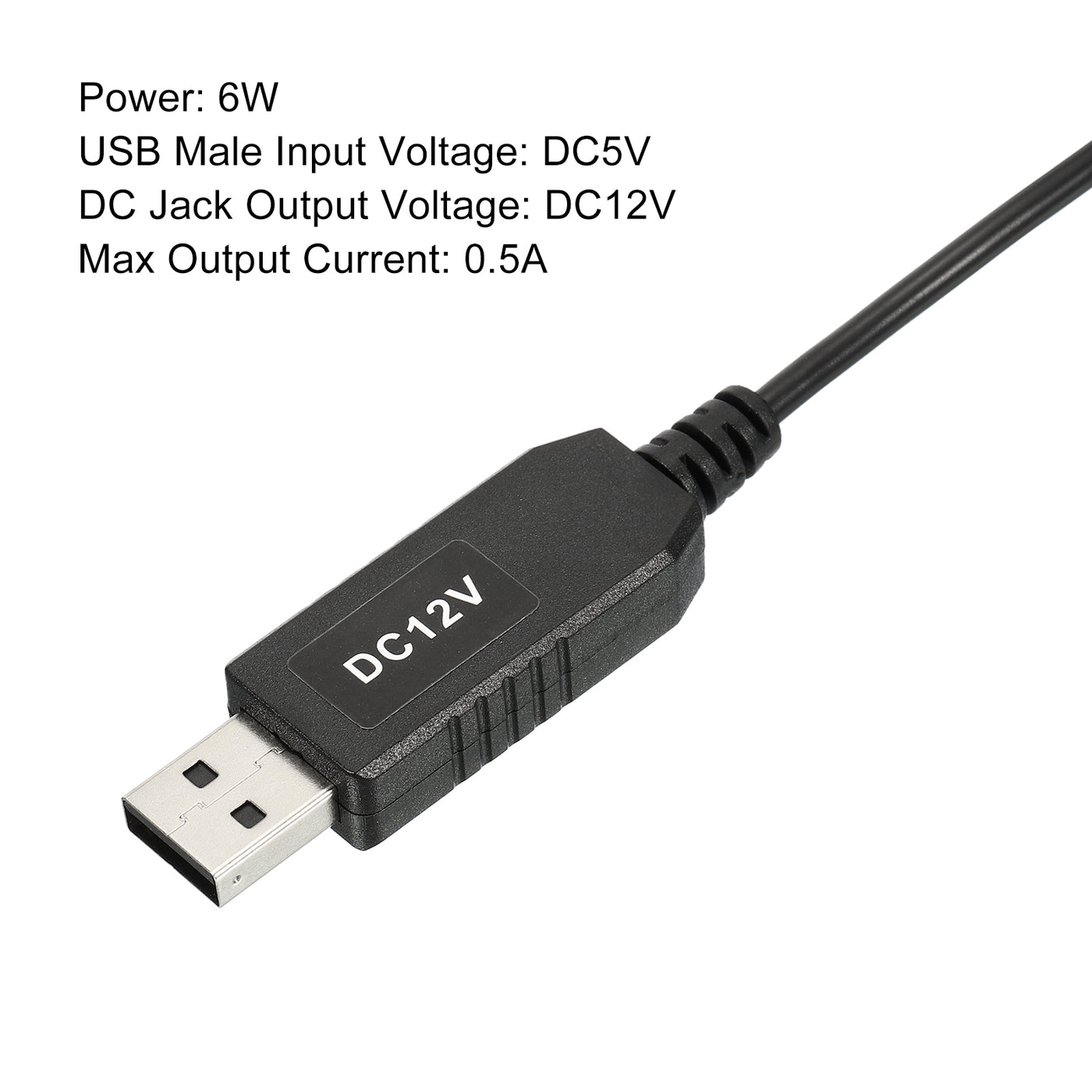 Harfington 6W 0.5A USB Step Up Voltage Converter, DC 5V to DC 12V Power Supply Adapter Jack 5.5x2.5mm Cable for Router LED Lamp Speakers