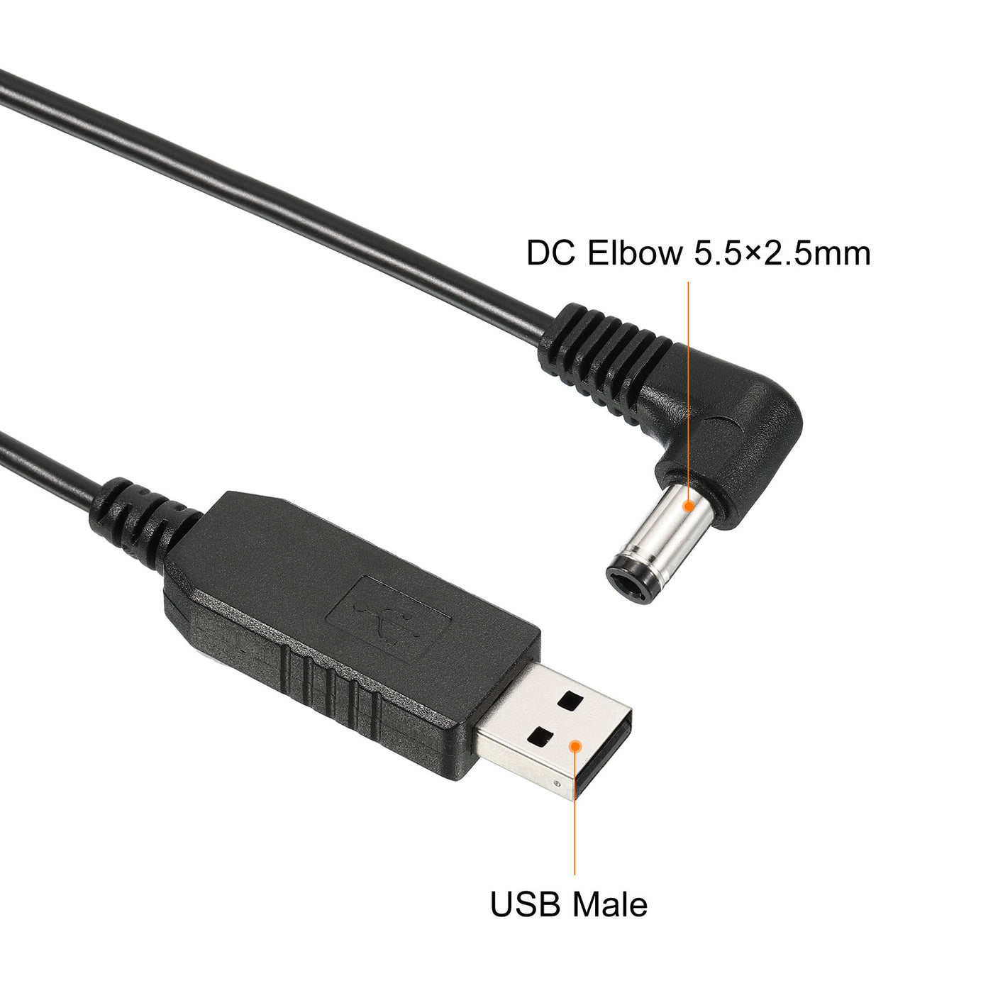 Harfington 6W 0.5A USB Step Up Voltage Converter, DC 5V to DC 12V Power Supply Adapter 90° Angle 5.5×2.5mm Cable for Router LED Lamp Speakers