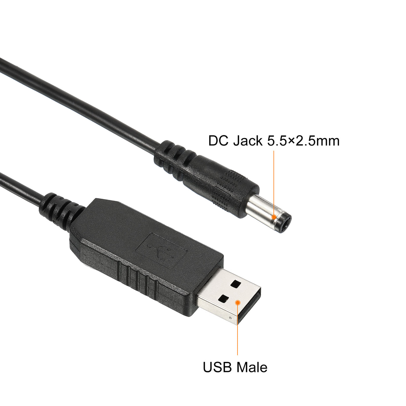 Harfington 6W 0.6A USB Step Up Voltage Converter, DC 5V to DC 9V Power Supply Adapter Jack 5.5×2.5mm Cable for Router LED Lamp Speakers