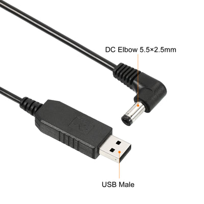 Harfington 6W 0.6A USB Step Up Voltage Converter, DC 5V to DC 9V Power Supply Adapter 90° Angle 5.5×2.5mm Cable for Router LED Lamp Speakers