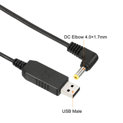 Harfington 6W 0.66A USB Step Up Voltage Converter, DC 5V to DC 9V Power Supply Adapter 90° Angle 4.0×1.7mm Cable for Router LED Lamp Speakers