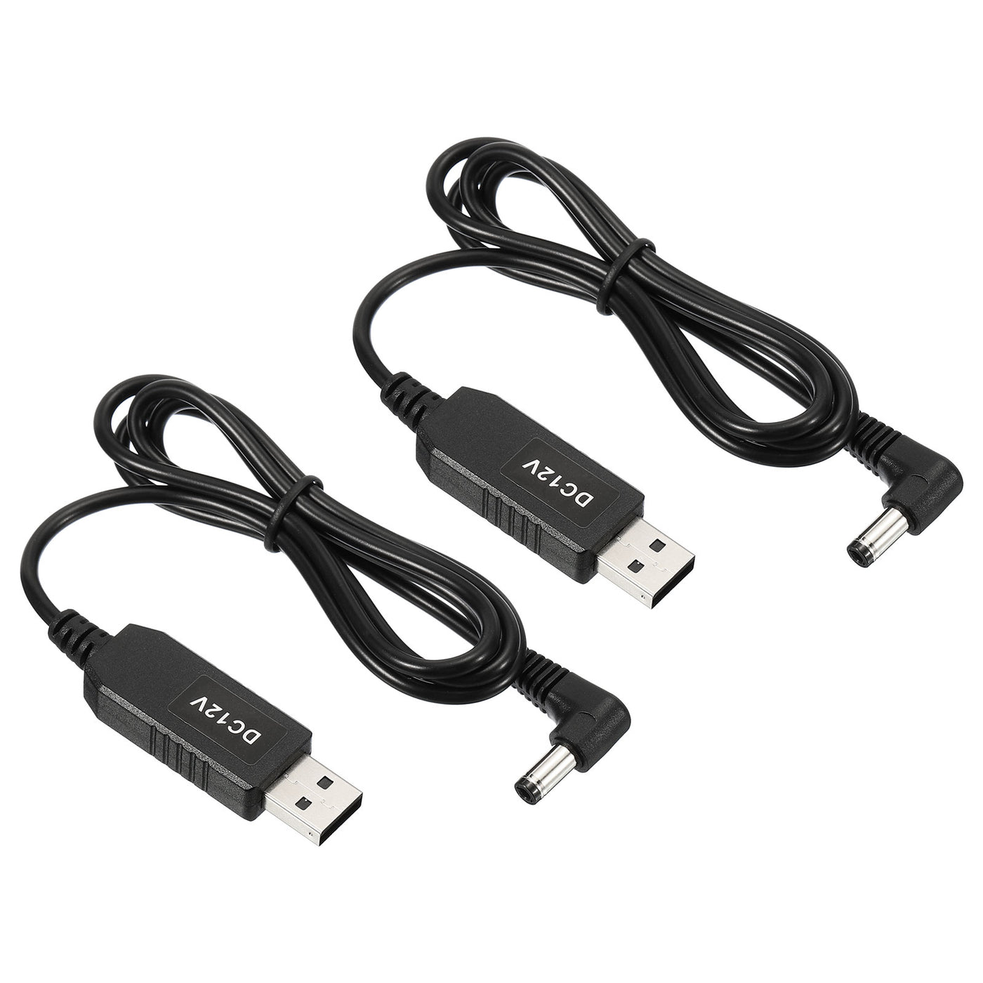 Harfington 6W 0.5A USB Step Up Voltage Converter, 2 Pack DC 5V to DC 12V Power Supply Adapter 90° Angle 5.5×2.5mm Cable for Router LED Lamp Speakers