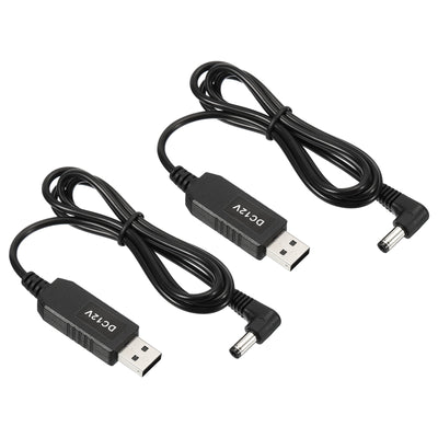 Harfington 6W 0.5A USB Step Up Voltage Converter, 2 Pack DC 5V to DC 12V Power Supply Adapter 90° Angle 5.5×2.5mm Cable for Router LED Lamp Speakers