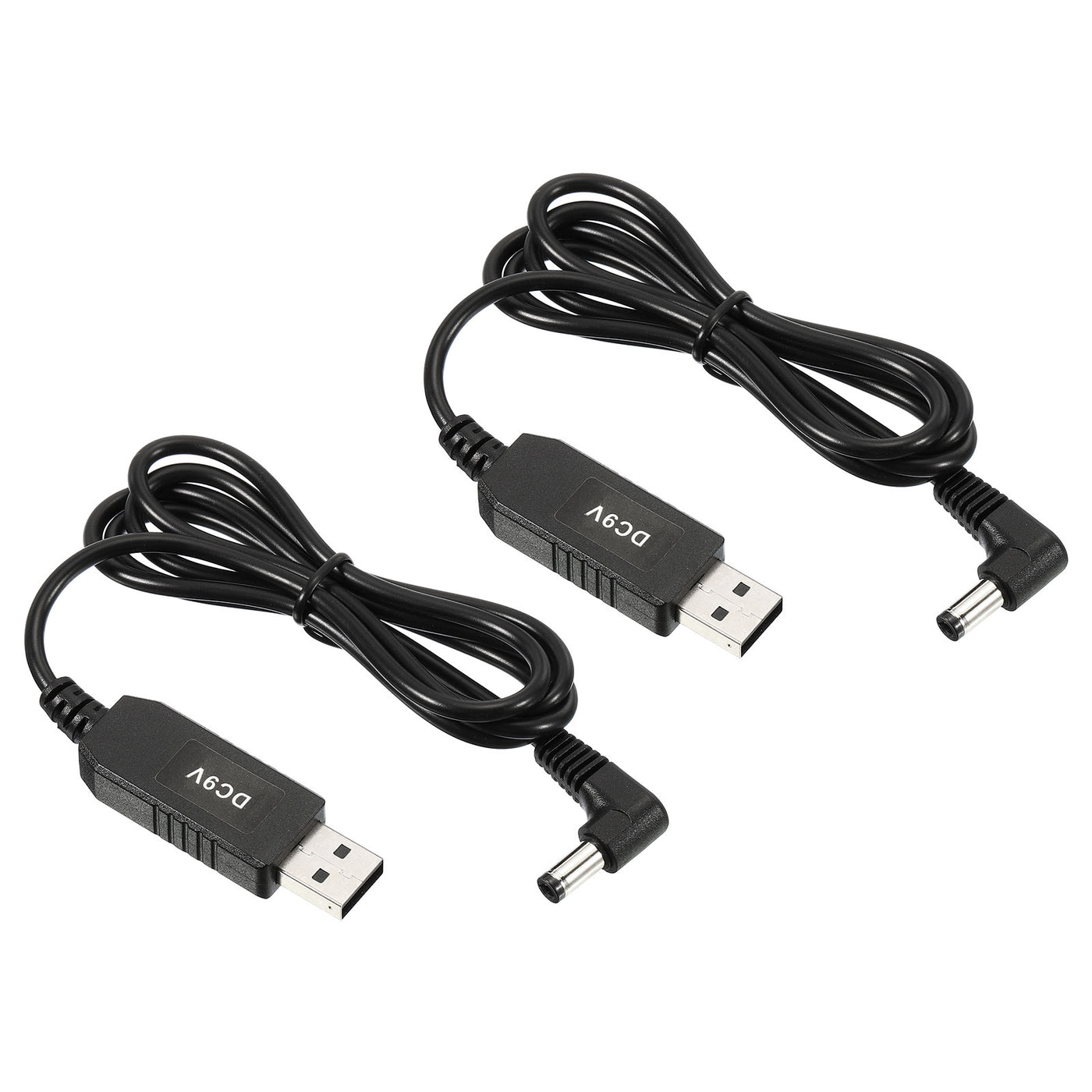 Harfington 6W 0.66A USB Step Up Voltage Converter, 2 Pack DC 5V to DC 9V Power Supply Adapter 90° Angle 5.5×2.5mm Cable for Router LED Lamp Speakers