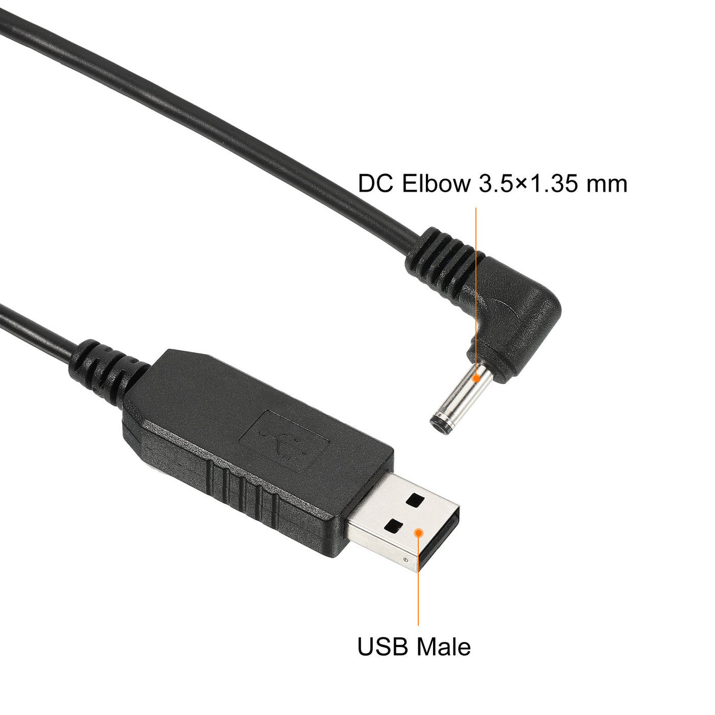 Harfington 6W 0.5A USB Step Up Voltage Converter, 2 Pack DC 5V to DC 12V Power Supply Adapter 90° Angle 3.5×1.35mm Cable for Router LED Lamp Speakers