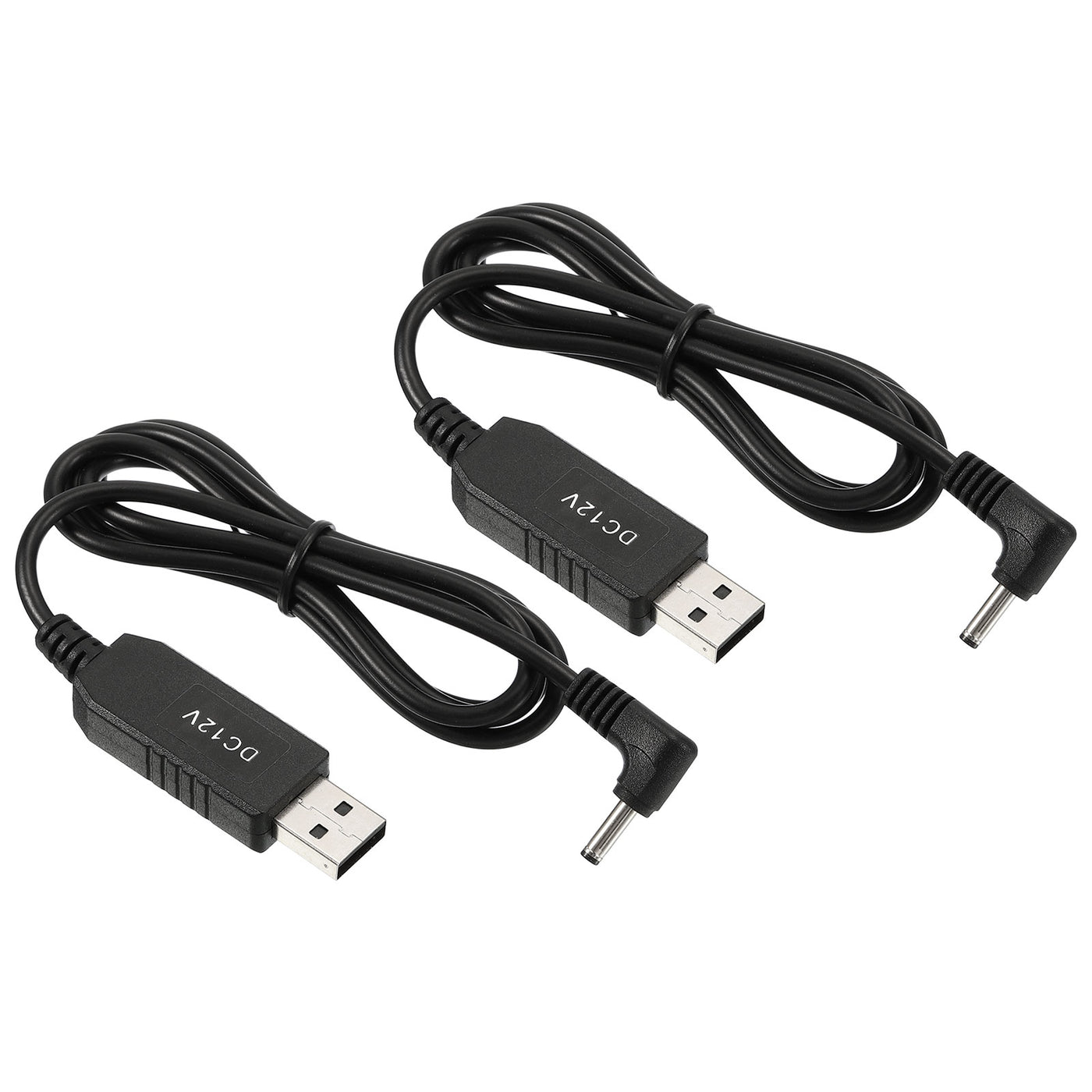 Harfington 6W 0.5A USB Step Up Voltage Converter, 2 Pack DC 5V to DC 12V Power Supply Adapter 90° Angle 3.5×1.35mm Cable for Router LED Lamp Speakers