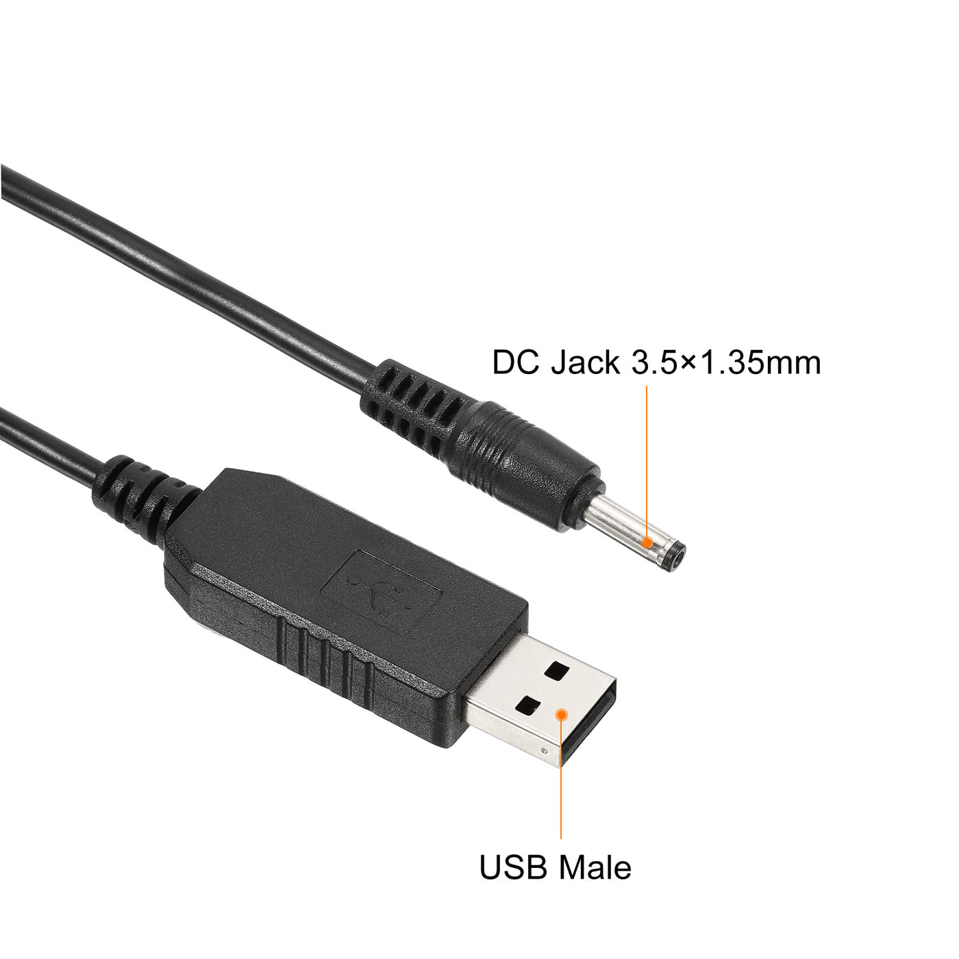 Harfington 6W 0.66A USB Step Up Voltage Converter, 2 Pack DC 5V to DC 9V Power Supply Adapter Jack 3.5×1.35mm Cable for Router LED Lamp Speakers