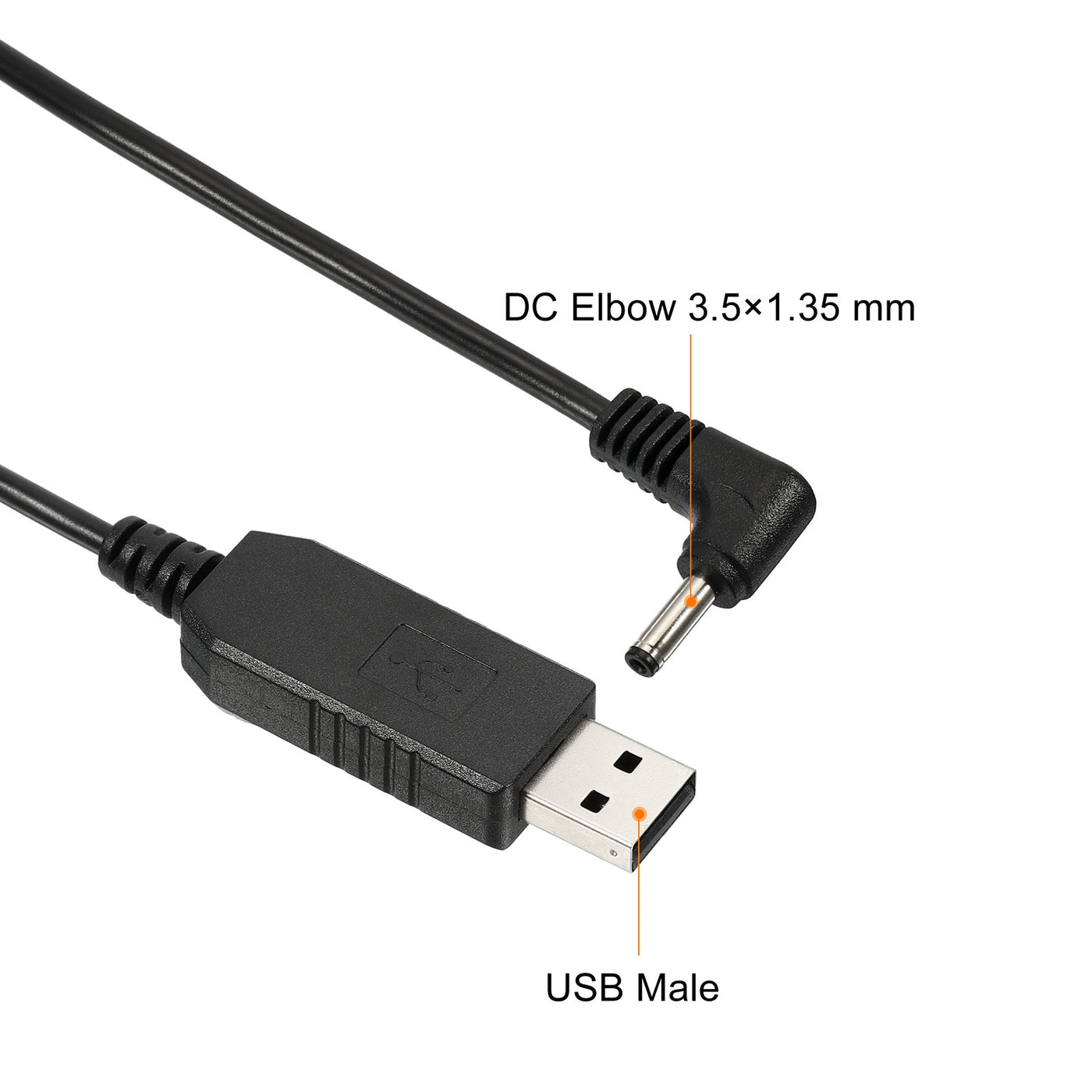 Harfington 6W 0.66A USB Step Up Voltage Converter, 2 Pack DC 5V to DC 9V Power Supply Adapter 90° Angle 3.5×1.35mm Cable for Router LED Lamp Speakers