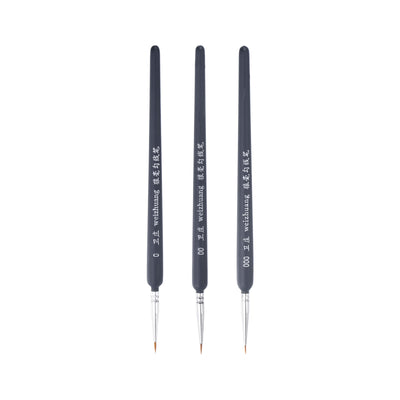 Harfington Uxcell Detailing Paint Brush Set #0 #00 #000 Bristle Dark Blue Wood Handle 1 Set