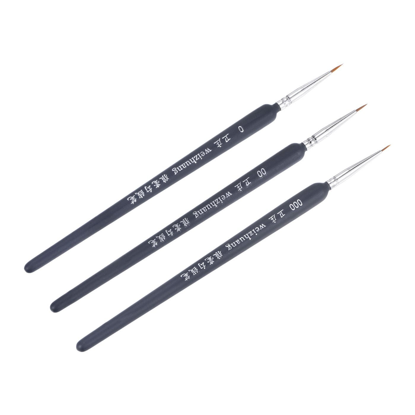 uxcell Uxcell Detailing Paint Brush Set #0 #00 #000 Bristle Dark Blue Wood Handle 1 Set