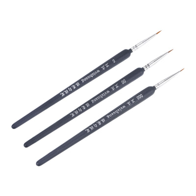 Harfington Uxcell Detailing Paint Brush Set #0 #00 #000 Bristle Dark Blue Wood Handle 1 Set