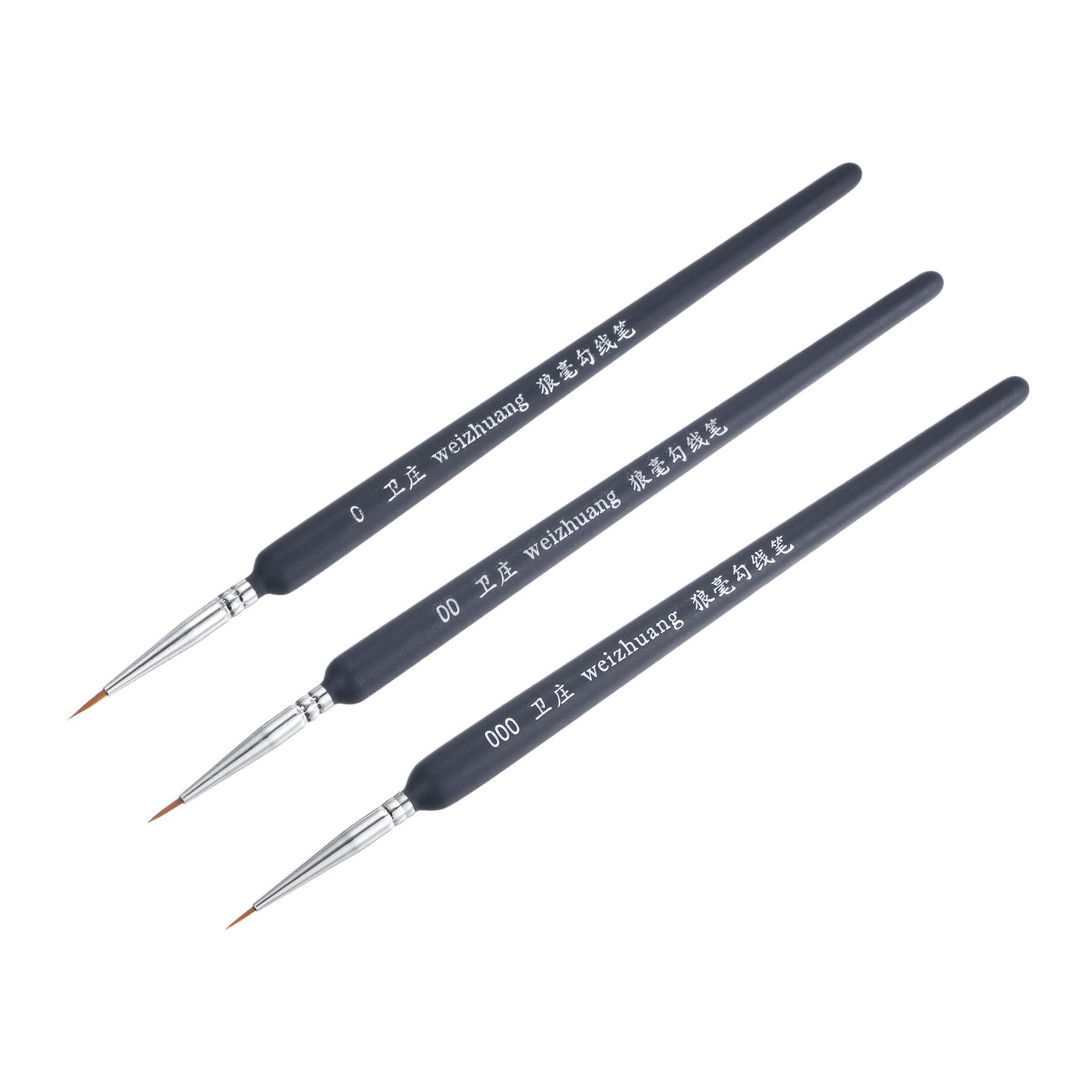 uxcell Uxcell Detailing Paint Brush Set #0 #00 #000 Bristle Dark Blue Wood Handle 1 Set