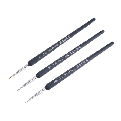 Harfington Uxcell Detailing Paint Brush Set #0 #00 #000 Bristle Dark Blue Wood Handle 1 Set