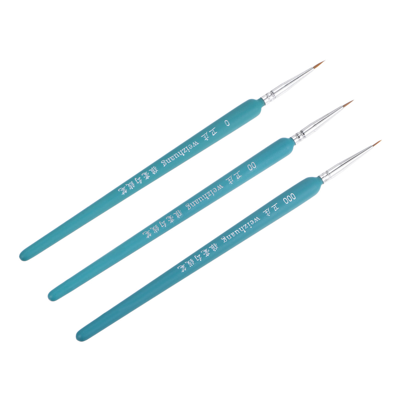 uxcell Uxcell Detailing Paint Brush Set #0 #00 #000 Bristle Blue Wood Handle 1 Set