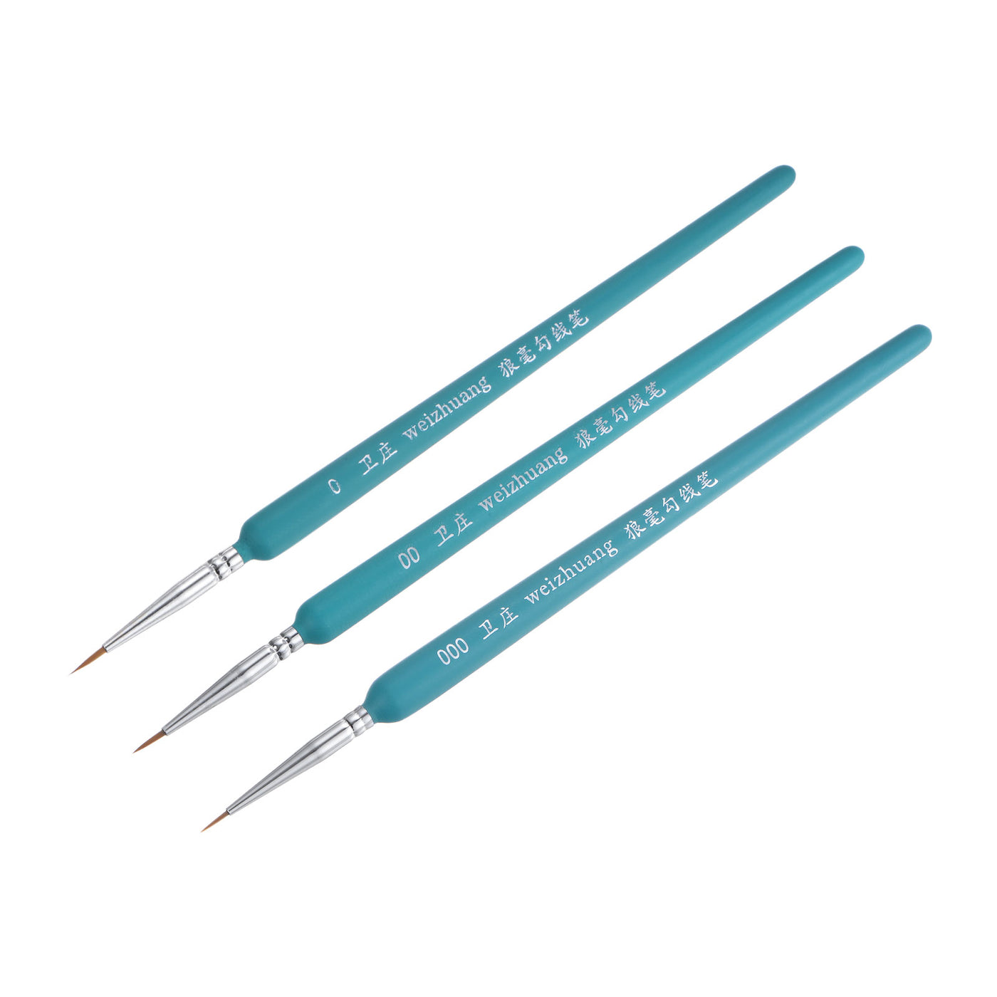 uxcell Uxcell Detailing Paint Brush Set #0 #00 #000 Bristle Blue Wood Handle 1 Set