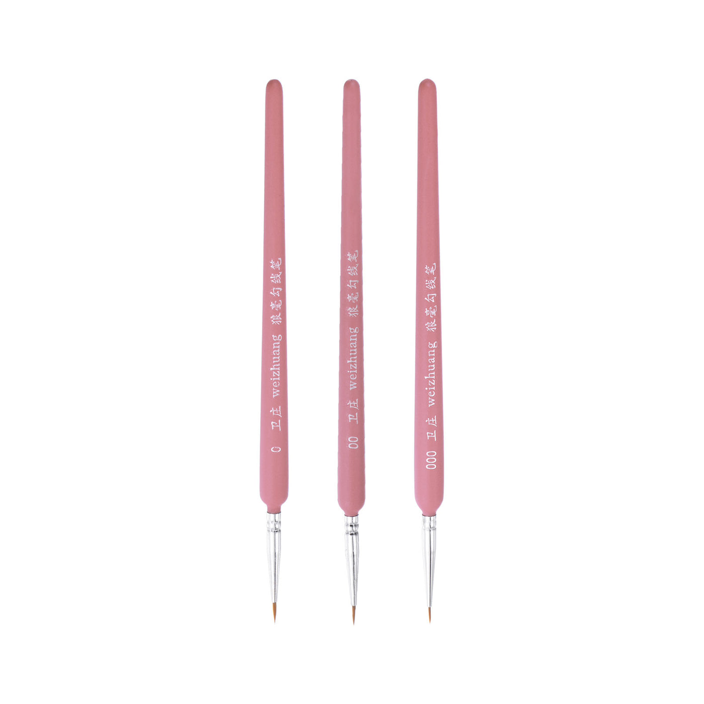 uxcell Uxcell Detailing Paint Brush Set #0 #00 #000 Bristle Pink Wood Handle 1 Set