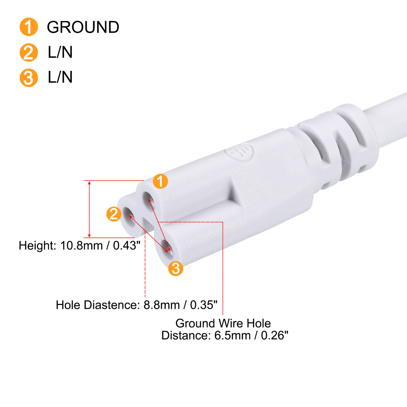 Harfington 3Pcs T5 T8 LED Tube Connector, Round Cable 30CM Female to Female Double End