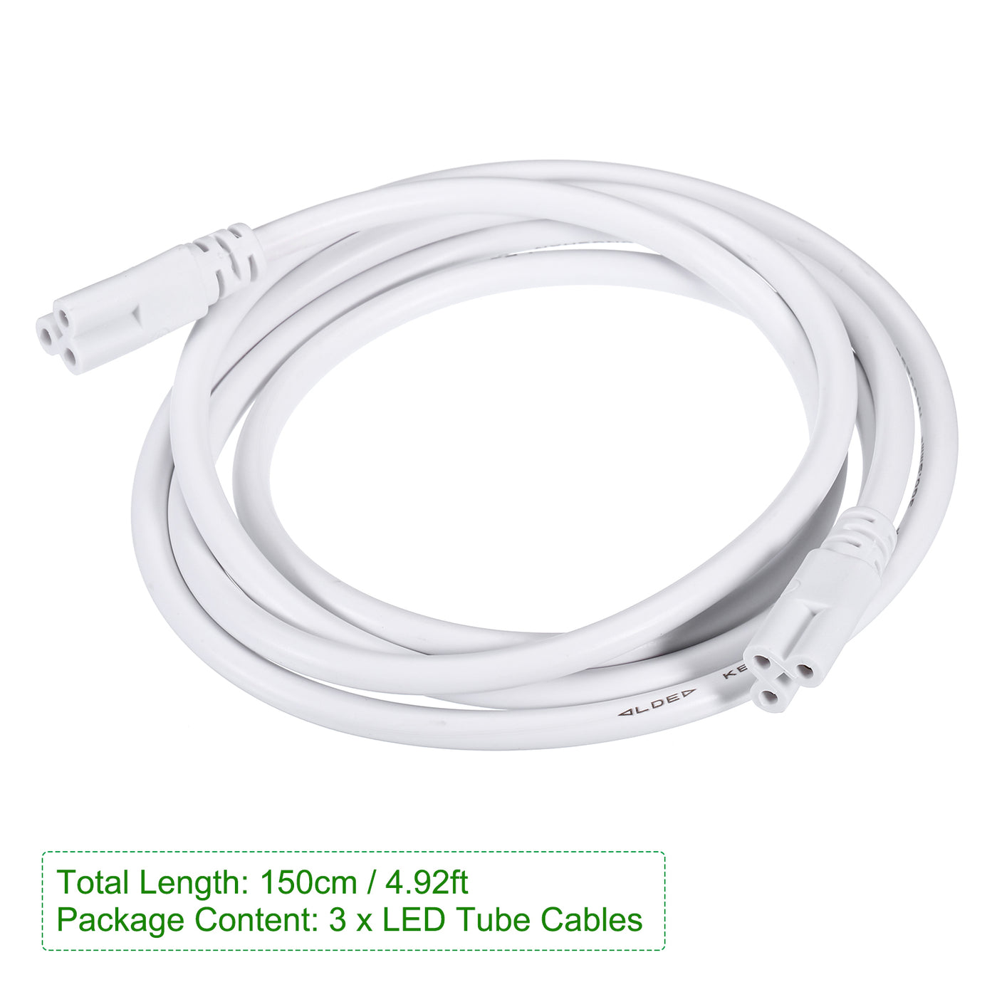 Harfington 3Pcs T5 T8 LED Tube Connector Round Cable 150CM Female to Female Double End