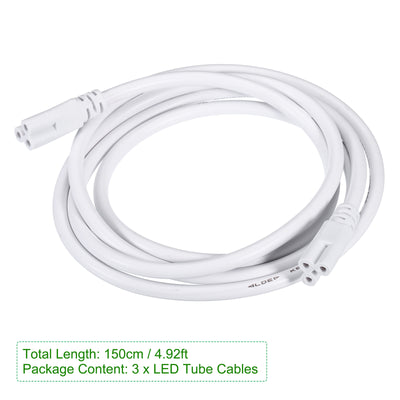 Harfington 3Pcs T5 T8 LED Tube Connector Round Cable 150CM Female to Female Double End