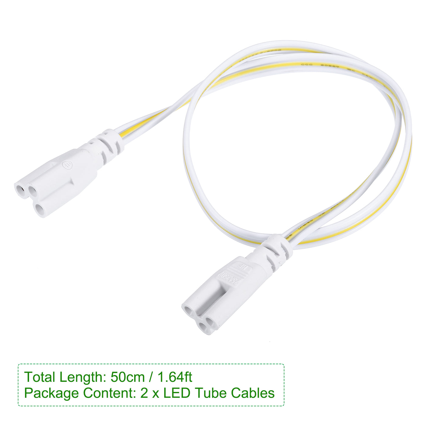 Harfington 2Pcs T5 T8 LED Tube Connector Cable 50CM Female to Female Double End