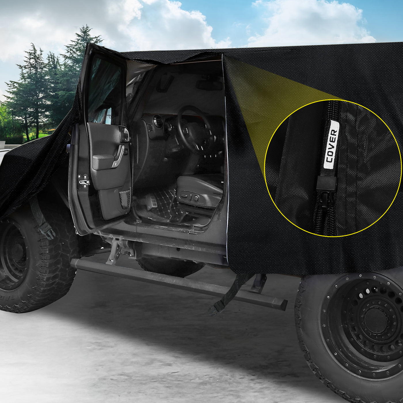  X AUTOHAUX Truck Car Cover for Jeep Gladiator JT 2020 2021 2022  Outdoor Waterproof Sun Rain Dust Wind Snow Protection Black : Automotive