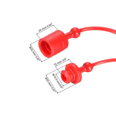 Harfington Dust Cap and Plug Kit, 3 Set 3/5" ID PVC Male Female Connector Protection Sleeve Covers for Hydraulic Quick Coupling, Red