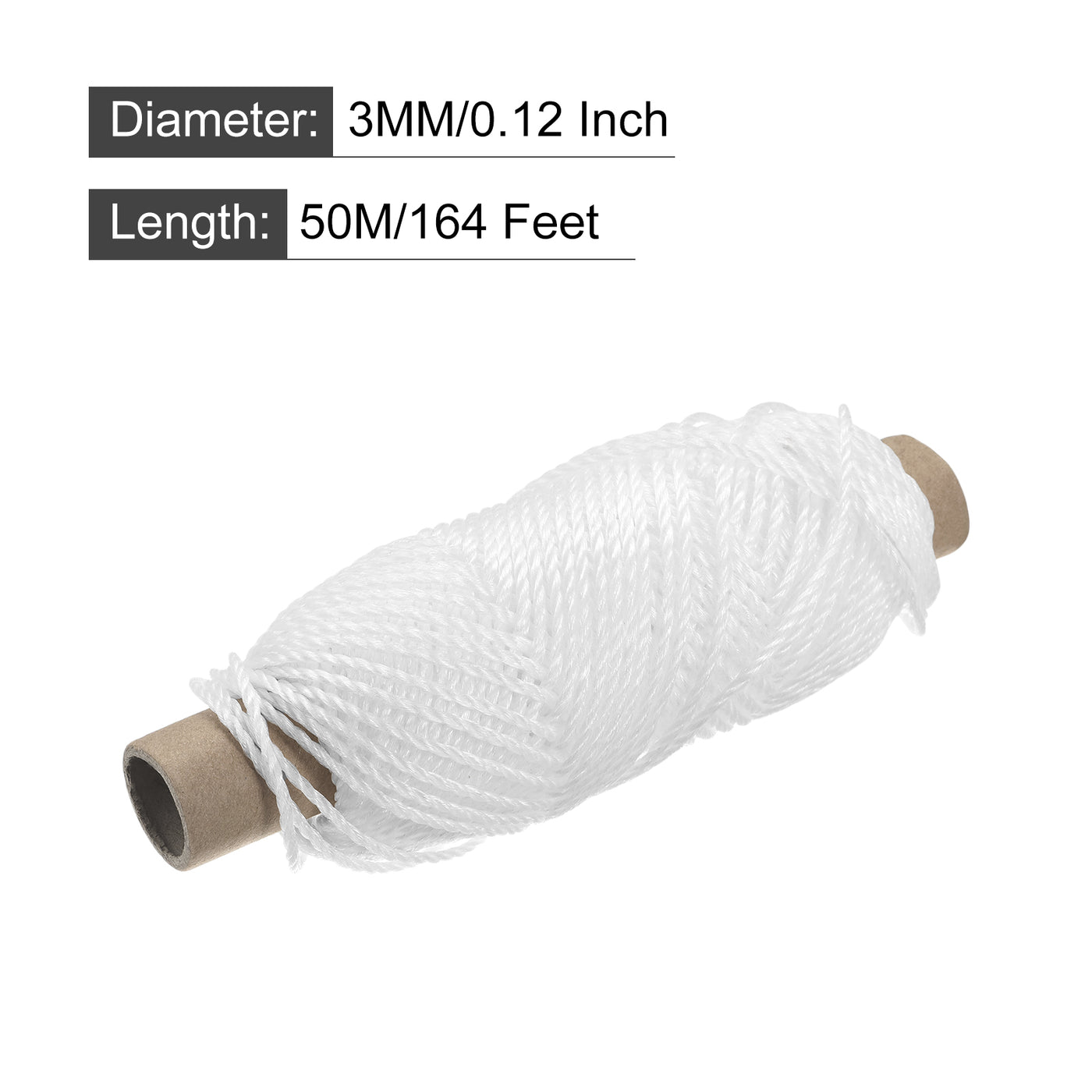 Harfington Twisted Nylon Mason Line White 50M/164 Feet 3MM Dia for DIY Projects