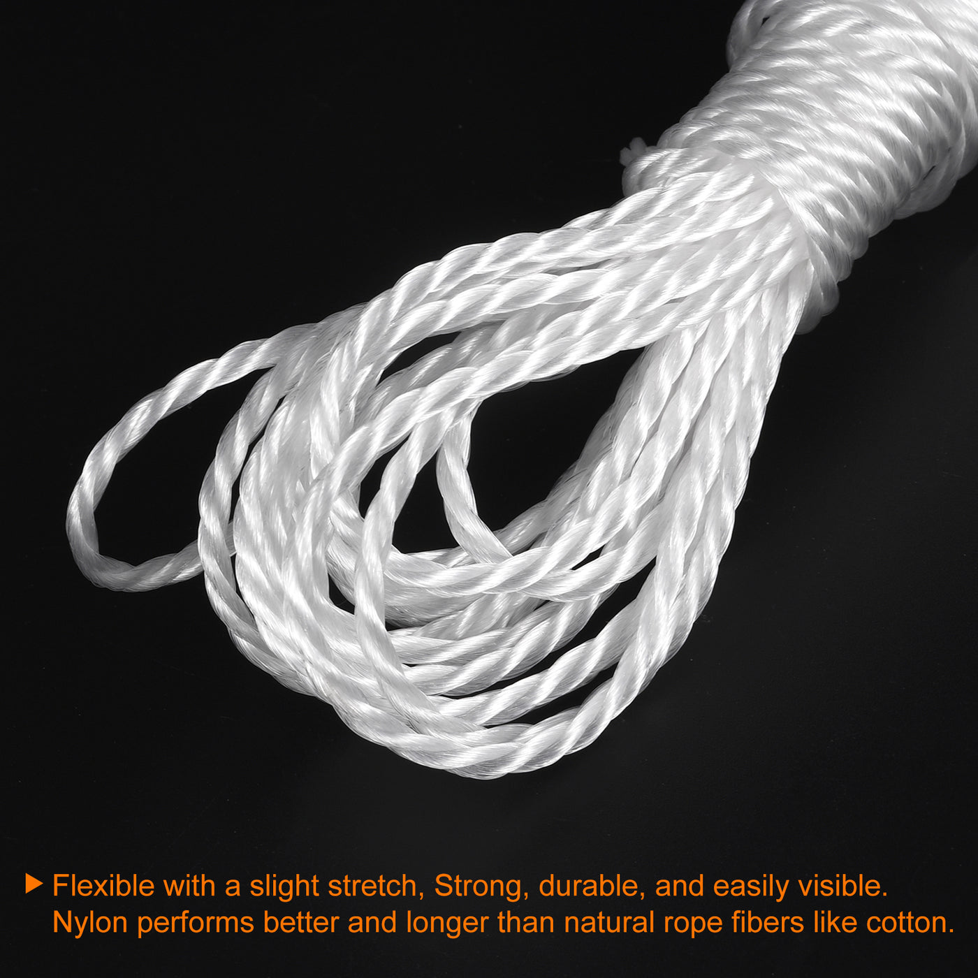 Harfington Twisted Nylon Mason Line White 8M/26 Feet 4MM Dia for DIY Projects