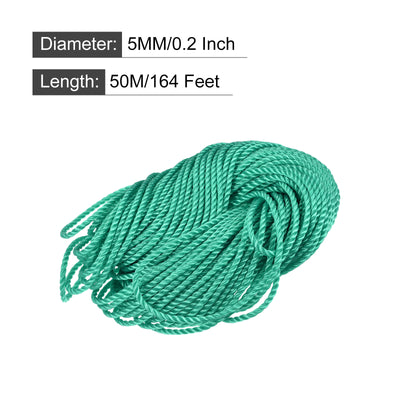 Harfington Twisted Nylon Mason Line Green 50M/164 Feet 5MM Dia for DIY Projects