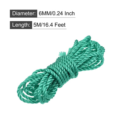 Harfington Twisted Nylon Mason Line Green 5M/16.4 Feet 6MM Dia for DIY Projects