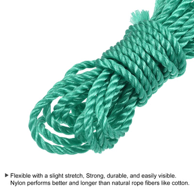 Harfington Twisted Nylon Mason Line Green 5M/16.4 Feet 6MM Dia for DIY Projects