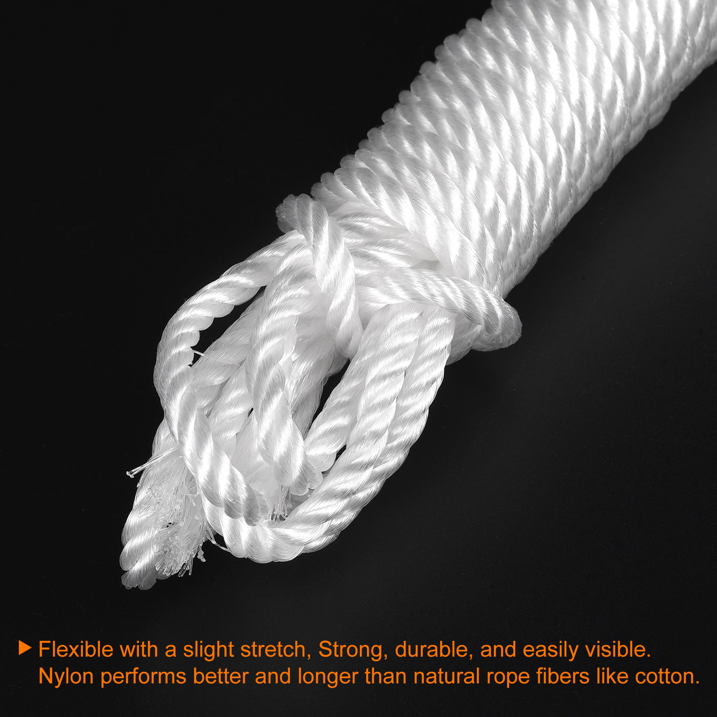 Harfington Twisted Nylon Mason Line White 5M/16.4 Feet 6MM Dia for DIY Projects