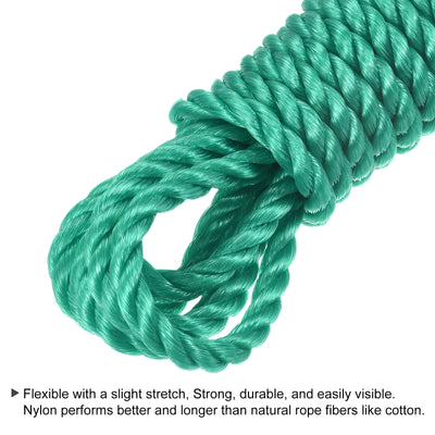 Harfington Twisted Nylon Mason Line Green 5M/16.4 Feet 8MM Dia for DIY Projects