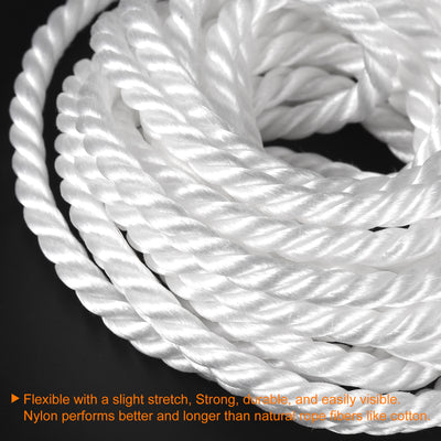 Harfington Twisted Nylon Mason Line White 5M/16.4 Feet 8MM Dia for DIY Projects