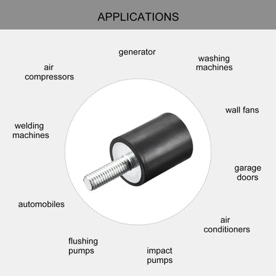 Harfington Uxcell Rubber Mounts 8pcs M8 Male/Female Vibration Isolator Shock Absorber D25mmxH30mm