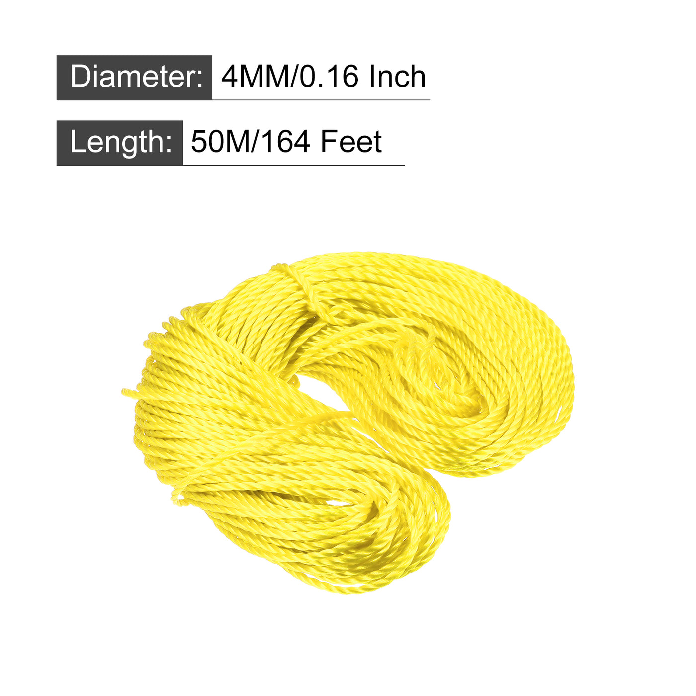 Harfington Twisted Nylon Mason Line Yellow 50M/164 Feet 4MM Dia for DIY Projects