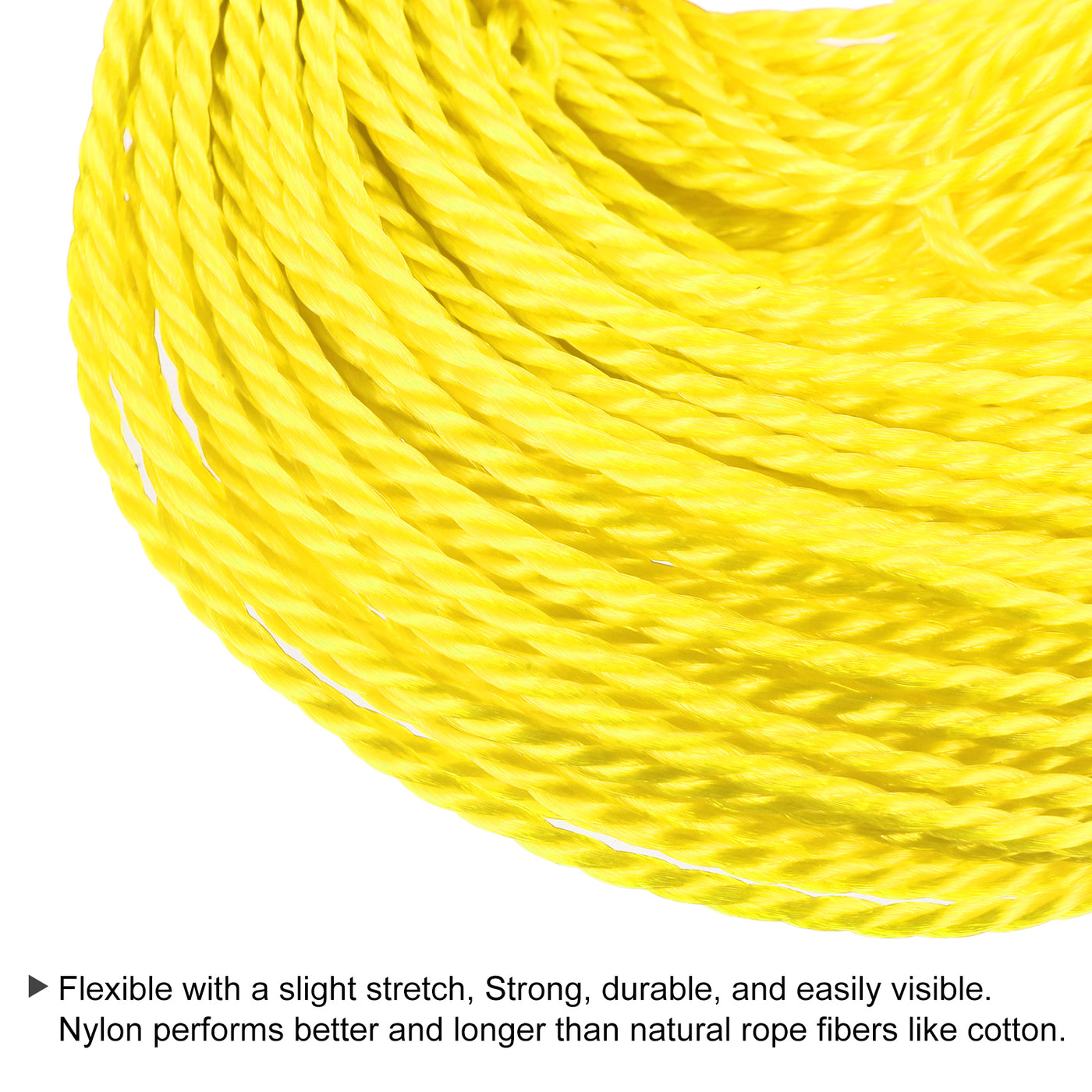 Harfington Twisted Nylon Mason Line Yellow 50M/164 Feet 4MM Dia for DIY Projects