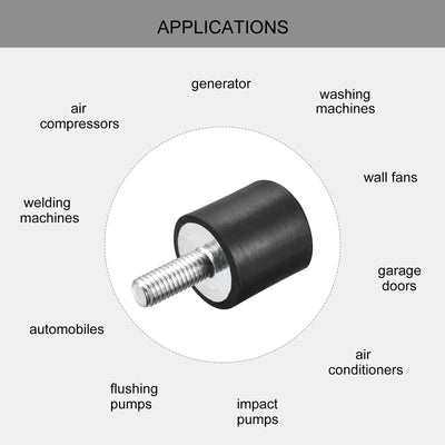 Harfington Uxcell 8Stk. Gummilager M8 Außen-/Innengewinde Schwingungsisolator Stoßdämpfer D25mmxH25mm