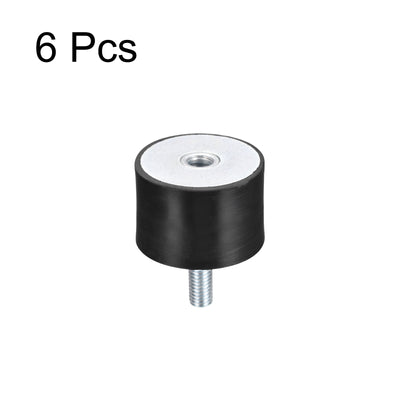 Harfington Uxcell Rubber Mounts 6pcs M8 Male/Female Vibration Isolator Shock Absorber D40mmxH30mm