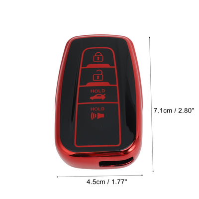 Harfington Car Key Fob Cover 4 Button Remote Key Fob Case Red for Toyota RAV4 Camry Corolla Avalon C-HR Prius GT86 Highlander 2018-2022