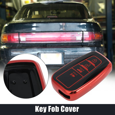 Harfington Car Key Fob Cover 4 Button Remote Key Fob Case Red for Toyota RAV4 Camry Corolla Avalon C-HR Prius GT86 Highlander 2018-2022