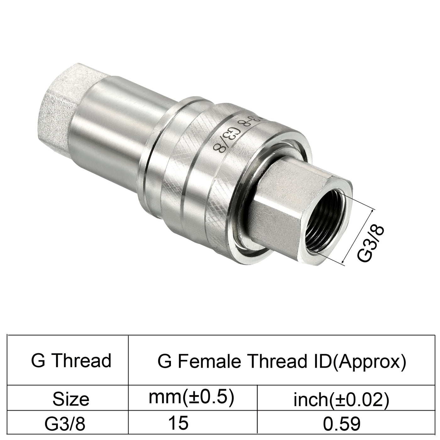 Harfington Hydraulic Quick Connect Coupler Set, 1 Set Carbon Steel G3/8 Female Pipe Fitting Plug Adapter for Construction Agriculture, Silver