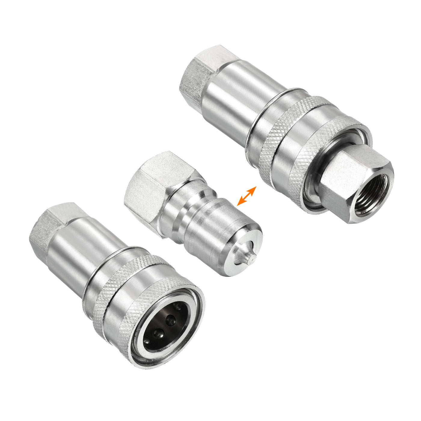 Harfington Hydraulic Quick Connect Coupler, 1 Set Carbon Steel M16x1.5mm Female Thread Pipe Fitting Plug Adapter for Construction Agriculture, Silver