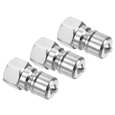 Harfington Hydraulic Quick Connect Coupler, 3 Pack Carbon Steel G3/8 Female 0.75" OD Pipe Fitting Plug Adapter for Construction Agriculture, Silver