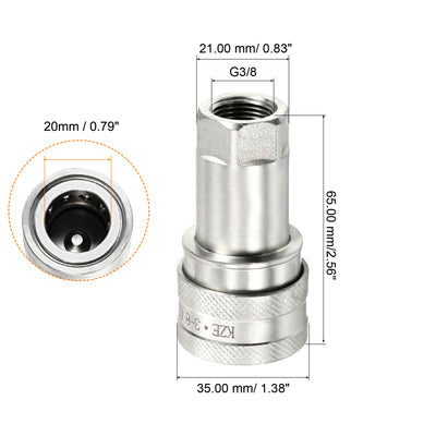 Harfington 1Pack Hydraulische Schnellkupplung Karbonstahl G3/8 Buchse 1.38" Leitung Silber