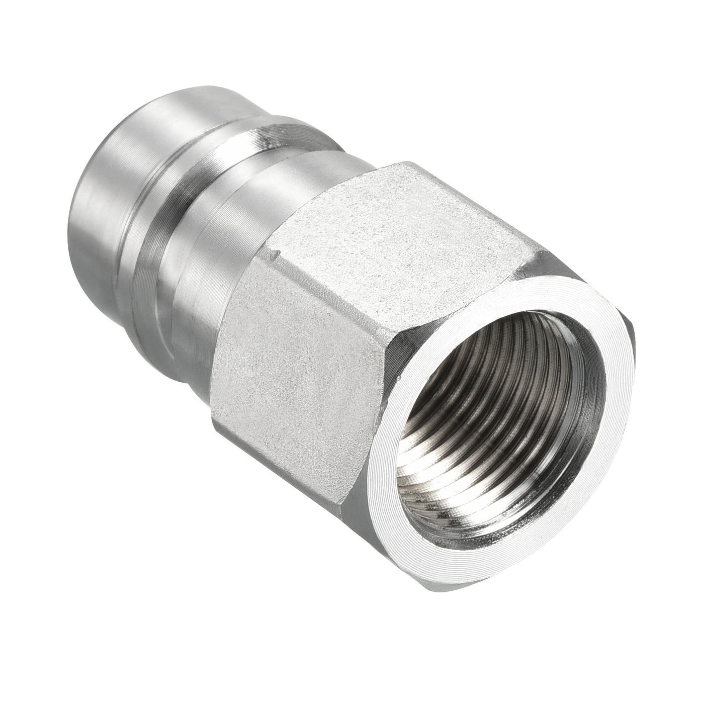 Harfington Hydraulic Quick Connect Coupler, 1 Pack Carbon Steel M20x1.5mm Female Thread 0.85" OD Pipe Fitting Plug Adapter for Construction Agriculture, Silver