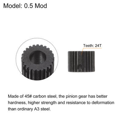 Harfington Uxcell 0.5 Mod 24T 6mm Bore 13mm Outer Dia 45# Carbon Steel Motor Pinion Gear Set