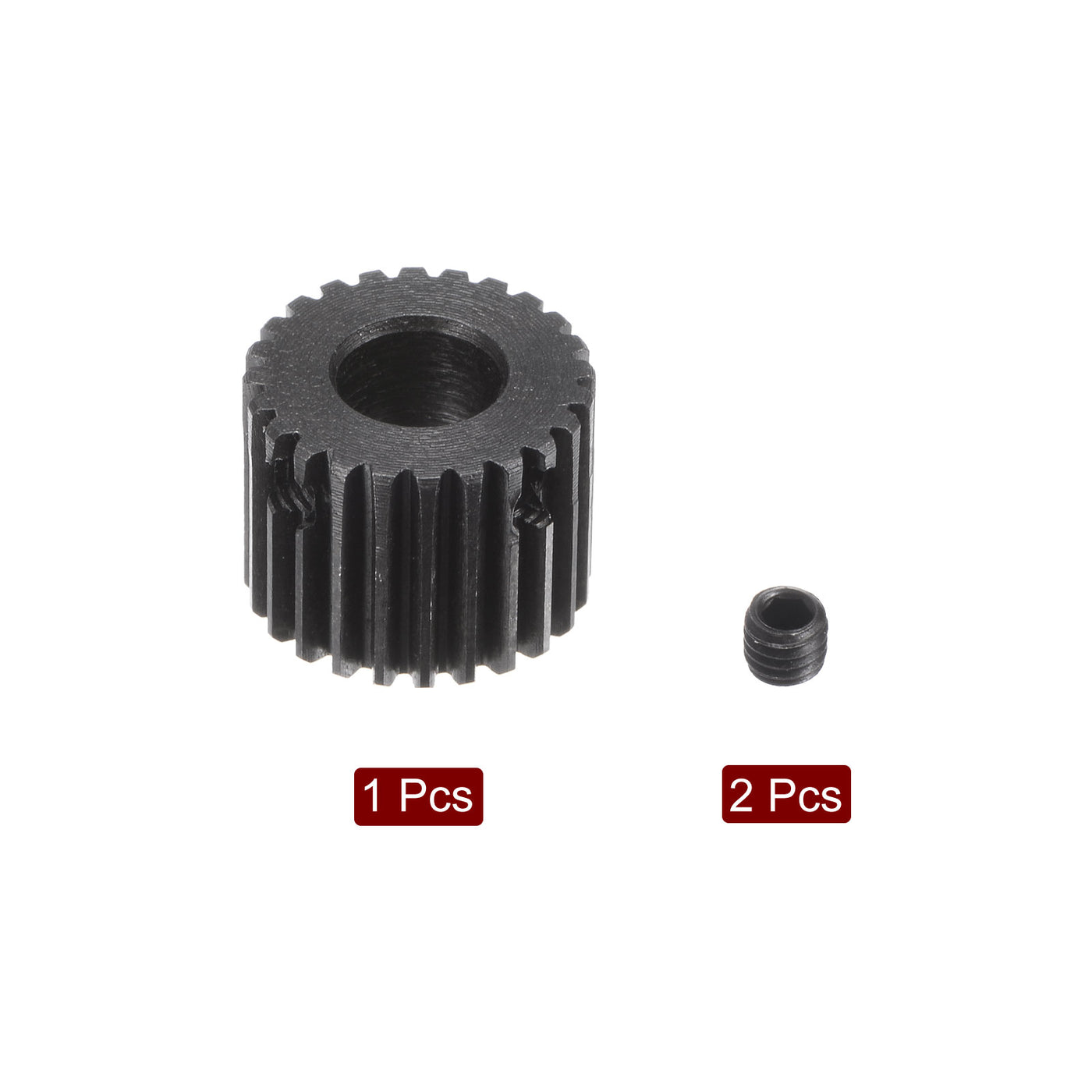 uxcell Uxcell 0.5 Mod 24T 6mm Bore 13mm Outer Dia 45# Carbon Steel Motor Pinion Gear Set