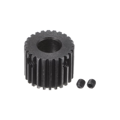 uxcell Uxcell Ritzelsatz 45# Karbonstahl Motor Zahnstangen Stirnrad mit Stufe Schwarz 0.5 Mod 24T 6mm Bohrung 13mm Außendurchm. M3 Stellschrauben Enthalten