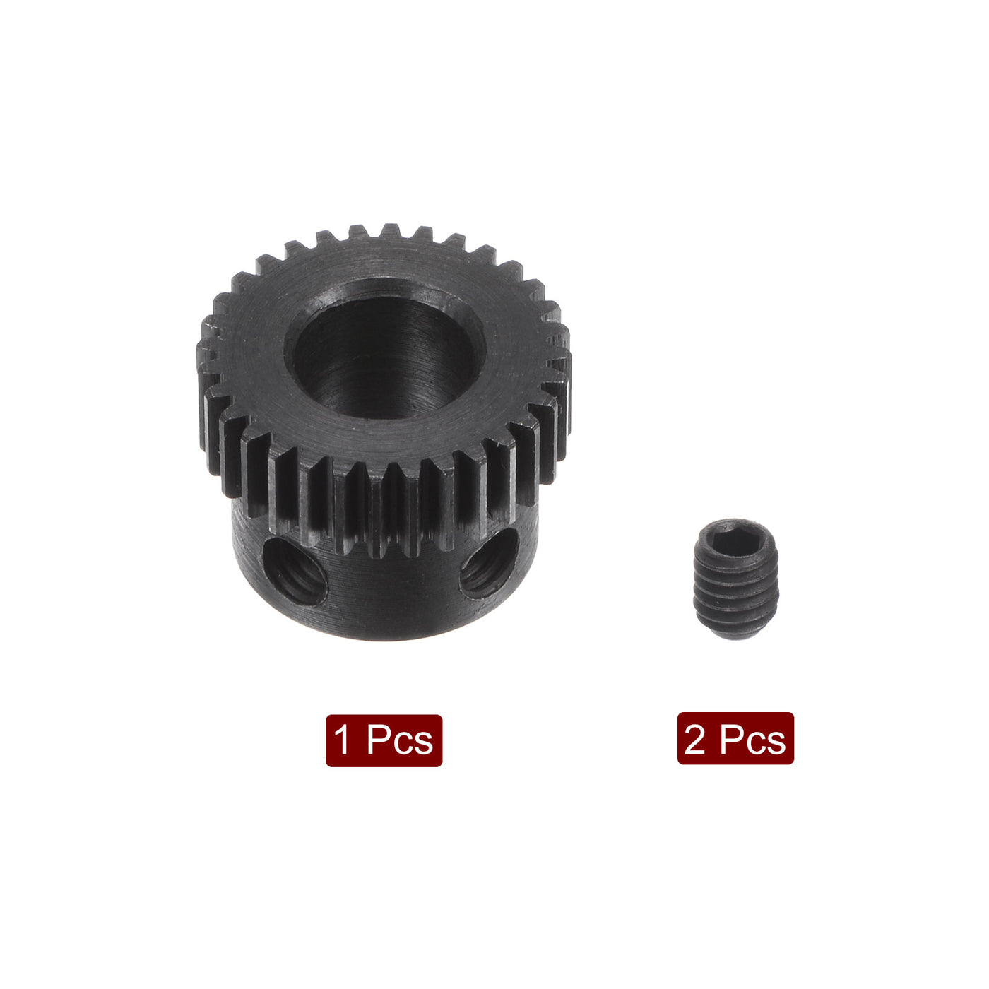 uxcell Uxcell 0.5 Mod 32T 8mm Bore 17mm Outer Dia 45# Carbon Steel Motor Pinion Gear Set